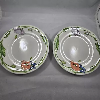 2 Villeroy Boch Amapola Bread Butter Dessert Plate 6.5  Poppies Germany 1748 • $27.50