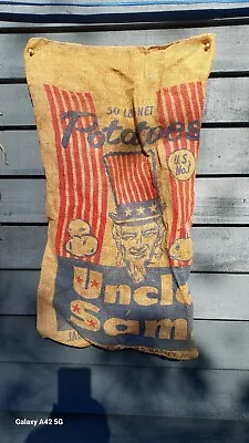 Rare Uncle Sam Potato Sack Bag Burlap  • $24