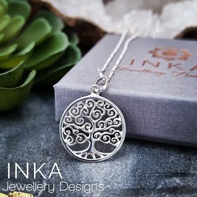 Inka 925 Sterling Silver 16  Ball Bead Necklace With 20mm Tree Of Life  Pendant • $25.26