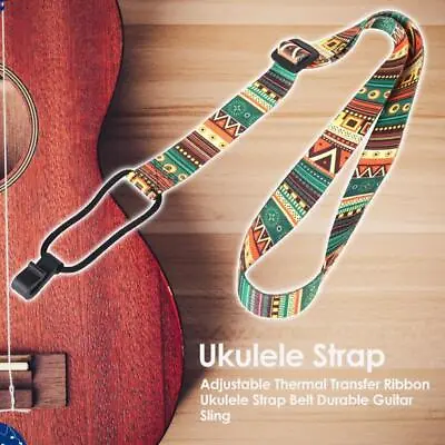 $7.92 • Buy Adjustable Thermal Transfer Ribbon Ukulele Strap Belt Durable Guitar Sling OZ