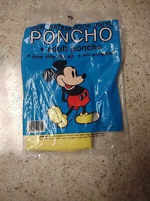 Vtg Disney Parks Waterproof Vinyl Mickey Mouse Rain Adult One Size Poncho Y2K  • $7.49