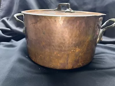 3 Mm 9 1/2 QT French Copper Hammered Bassine à Ragout Pot Bronze Handles /lid • $222.50