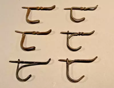 6 Farmhouse Vintage Metal Wire Hat Coat Closet Hooks Screw In Hangers Hall Wall • $9.99