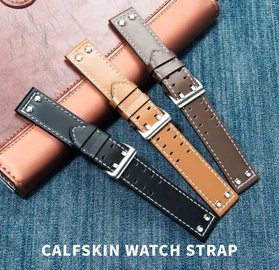 Men's Genuine Leather Watch Band Straps Quality 20 22mm Fit HAMILTON Khaki Field • £18.88