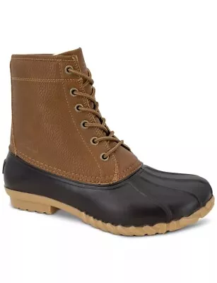 JBU Mens 9 Brown Waterproof Maine Round Toe Block Heel Duck Boots New W/Box Tan • $19.99