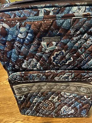 Vera Bradley Carry On Suitcase Java Blue Rolling Bag Luggage 22x15x10 • $55