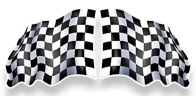 Checked Flag Stickers - F1 F2 F3 Motor Racing Car Bike Van Lorry Laptop  • £2.15