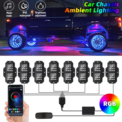 RGB LED Rock Lights For Jeep Off-Road Truck UTV ATV 8 Pods Underbody Wheel Light • $37.79