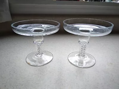 Pair Of Vintage Clear Glass Spiral Stem Candle Stick Holders Air Twist • $4.99