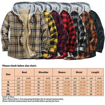 Mens Sherpa Hoodie Hooded Shirt Jacket Winter Long Sleeve Casual Outwear Coats • $47.89