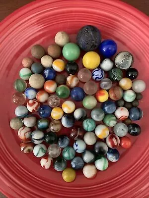 85 Vintage Marbles -Mixed Lot Estate Find Swirls Slags Peewees Shooters Clay • $24.95