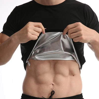 $23.89 • Buy Men's Sauna Suit Shirt Short Sleeve Body Shaper Heat Trapping Compression Vest