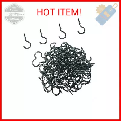 Goiio 100pcs 1inch Ceiling Hooks Black Zinc Plated Metal Screw-in Cup Hooks • $8.59