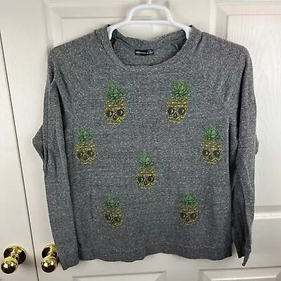 $22.97 • Buy Women's Lauren Moshi X AQUA Pineapple Long Sleeve Gray Top Medium M