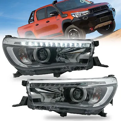$389 • Buy Pair Headlights For 2015-2019 TOYOTA HILUX W/Sequential Turn Signal HeadLamps