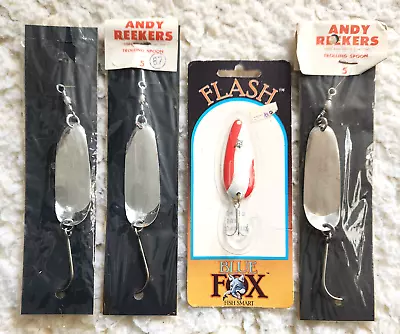 Vintage Andy Reekers Fishing Trolling Spoons And Blue Fox Splash Spoon • $1