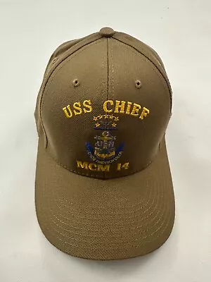 New The Corps USS Chief MCM 14 Logo Beige Baseball Cap Hat One Size • $29.99