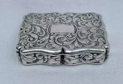 Fine Early Victorian Sterling Silver Rectangular Vinaigrette By Nathaniel Mills. • $128.85