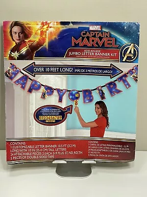 Captain Marvel Birthday Banner Kit - Jumbo Letters/Pick An Age - Superhero Décor • $9.99