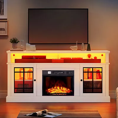 TV Stand With 18  Fireplace & LED Lights For 65  TV Entertainment Center Console • $298.99