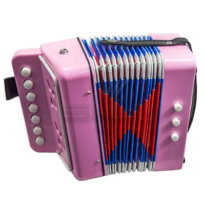 *GREAT GIFT* NEW Top Quality Pink Accordion Kids Musical Toy W 7 Buttons 2 Bass • $24.99