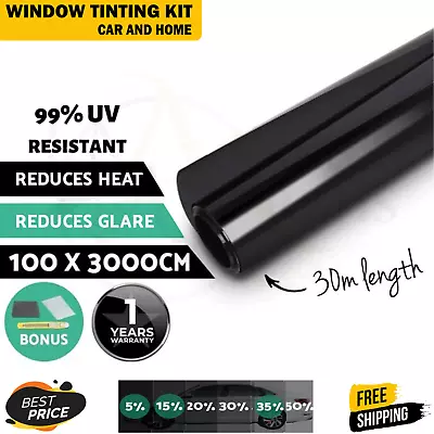 Giantz Window Tint Film Black Roll VLT 5%15%35% Commercial Car&Home 100cm X 30m • $70.95