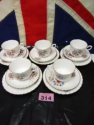 5 X Vintage Salisbury Fine Bone China  Trio's - In Good Used Condition (E) • £14.99