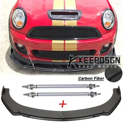 Front Bumper Lip Splitter Spoiler Rod CARBON FIBER For Mini Cooper R56 R53 S Jcw • $104.08