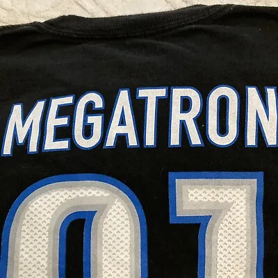 Detroit Lions Football T-shirt MEGATRON Calvin Johnson Adult S Black # 81 Reebok • $15.95