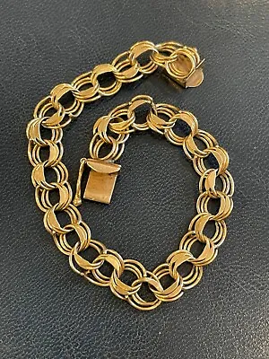 Vintage Estate 14k Solid Yellow Gold Double Link Charm Bracelet 7”- 10GR! • $649.99