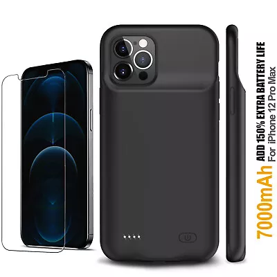 $53.19 • Buy 7000mAh Portable Power Bank Battery Charger Case +Glass For IPhone 11 12 Pro Max
