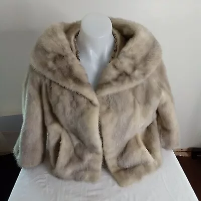 Vintage Genuine Authentic Ombre Mink Fur Coat Bolero Cropped Jacket Stunning • $299.99