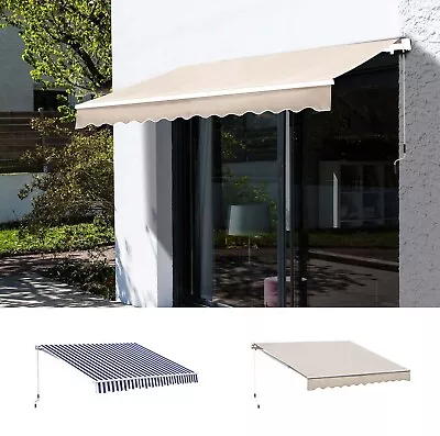 Retractable Garden Patio Manual Awning Canopy Shelter Outdoor Sun Shade • £119.99