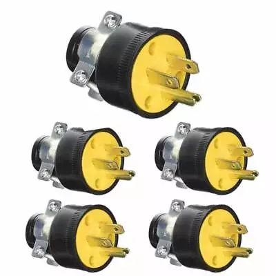 5 Pc Male Extension Cord Replacement Electrical End Plugs Grounded 15AMP 125V • $13.88