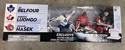 McFarlane Auto NHL Exclusive Inthe-Crease Goalie Collection Belfour Luongo Hasek • $119.99