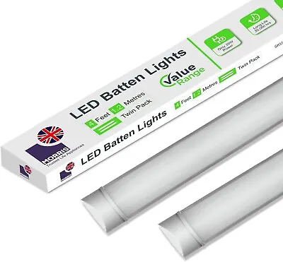 LED Batten Light 5ft Office Ceiling Strip Light 6500k Pack Of 2 Morris Eco • £24.95