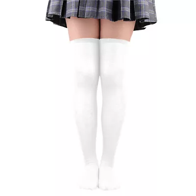 Ladies Plain And Striped Over The Knee High Socks Cotton Lycra 4-6 Striped Socks • £10.99