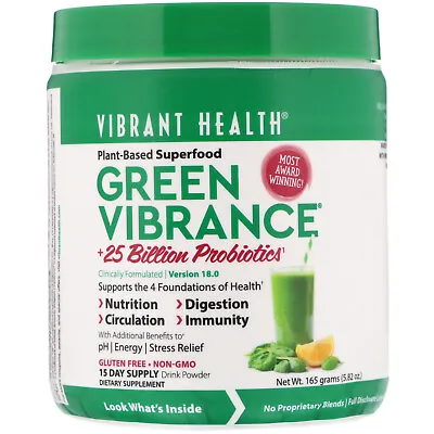 $66.64 • Buy Vibrant Health, Green Vibrance +25 Billion Probiotics, Version 18.0, 5.82 Oz