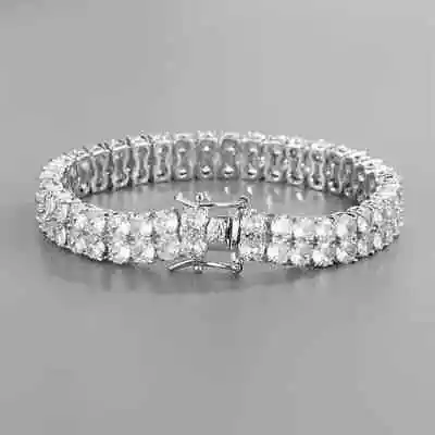 14K White Gold Plated 20CT Round Cut Lab Created Diamond Men's Tennis Bracelet • $262.50