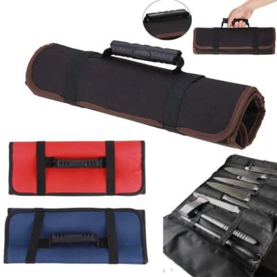 $10.99 • Buy Knife Bag Roll Chef Case Kitchen Storage Canvas Pocket Portable Large Slots X16