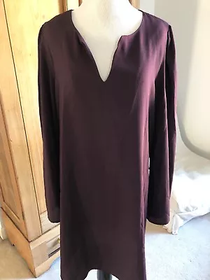 Ventti Dark Maroon Burgundy Dress With Flair Sleeves Size L. EUC • $13.99