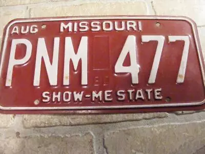 1980 Missouri State License Plate Auto Car Tag Pnm 477 • $12