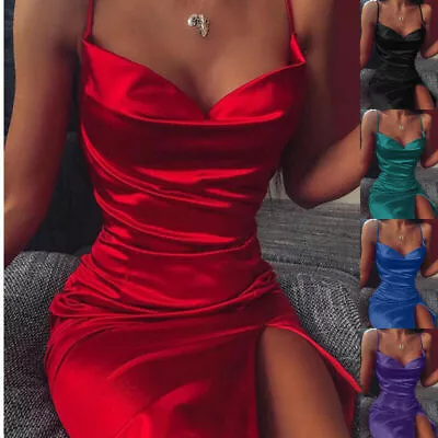 $20.75 • Buy Ladies Sexy Solid Color Cami Dress Women Vest Strapy Cocktail Party Club Dresses