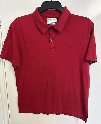 £9.99 • Buy Lacoste Women's Red Short Sleeve Cotton Collared Polo Shirt Slim Fit Size 5 UK M