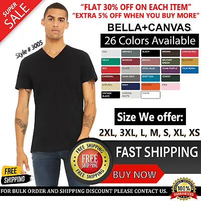 Bella + Canvas Unisex Jersey Short Sleeve V-Neck T-Shirt 3005 Retail Fit XS-3XL  • $13.18