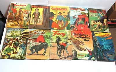 Lot 10 Vtg HC Whitman Books Western TV Maverick Fury Gunsmoke Zane Grey • $60