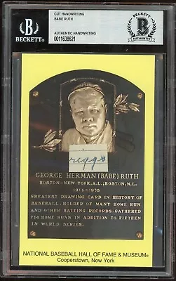 BABE RUTH Signed Cut Handwriting HOF Plaque BGS  RIGGO  NY Yankees *WITH BOX* • $179.95