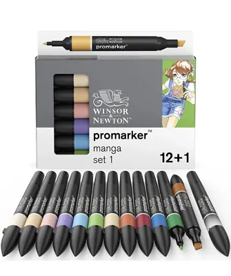 Winsor & Newton Promarker Pens 12+1 Manga Set 1 Graphic Drawing BRAND NEW • £16.95