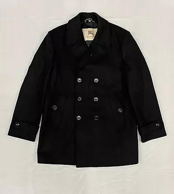 Burberry London Coat 52 Black Mens Wool Double Breasted Lined • $195