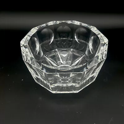 Bohemian Clear Crystal Faceted Large Bowl Vintage Moser Heavy Cut ￼ Rare • $45